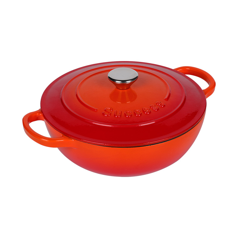 Enamel Cast Iron Braiser Pan with Steel Knob Cover
